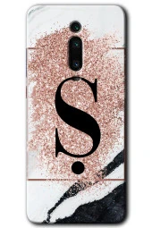 Xiaomi Mi 9T Kılıf HD Desen Baskılı Arka Kapak - Pembe Mermer Desenli Ş Harfi - 1