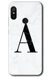 Xiaomi Mi A2 Lite Kılıf HD Desen Baskılı Arka Kapak - Beyaz Mermer Desenli A Harfi - 1