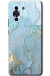 Huawei Nova 10 Kılıf HD Desen Baskılı Arka Kapak - Mavi Gold Mermer thumbnail 1