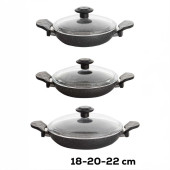 Porsima Galaksi 6 Parça Döküm Alüminyum Sahan Seti- 4 mm 6 Parça Döküm Sahan Set 18-20-22 cm - 3