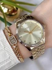 WWL.108809 Wesse Elite Çelik Kordon Kararmaz Renk Atmaz Bayan Kol Saati 30Mt Suya Dayanıklı+Bileklik thumbnail 1