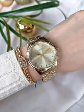 WWL.108809 Wesse Elite Çelik Kordon Kararmaz Renk Atmaz Bayan Kol Saati 30Mt Suya Dayanıklı+Bileklik thumbnail 2