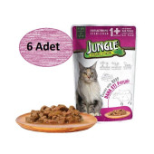 Jungle 6 Adet Pouch Sığır Eti Parçalı Kısırlaştırılmış Kedi Konservesi 100gr - 1