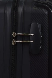 Elatae Premium Polipropilen Orta Boy Kırılmaz Valiz Siyah V303 thumbnail 6