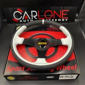 Momo Spor Direksiyon 32cm Beyaz Detaylı- Yarış Spor Direksiyonu - 3