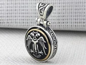 Çift Başlı Selçuklu Kartalı Ortası Dönen 925 Ayar Gümüş Kolye Ucu thumbnail 1