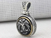 Çift Başlı Selçuklu Kartalı Ortası Dönen 925 Ayar Gümüş Kolye Ucu thumbnail 2