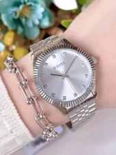 WW.L108808 Wesse Elite Çelik Kordon Kararmaz Renk Atmaz Bayan Kol Saati 50Mt Suya Dayanıklı+Bileklik thumbnail 1