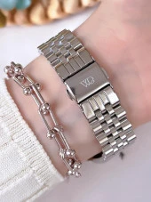 WW.L108808 Wesse Elite Çelik Kordon Kararmaz Renk Atmaz Bayan Kol Saati 50Mt Suya Dayanıklı+Bileklik thumbnail 3