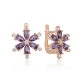 Gümüş Mor Lotus Çiçeği Kadın Küpe SL4888 thumbnail 1