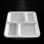 Dağyüce Tek Kullanımlık Köpük 4 Bölmeli Tabldot Köpük Tabak - 26.5x30 Cm. - 10 Adetlik 1 Paket thumbnail 1