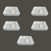 Dağyüce Tek Kullanımlık Köpük 5 Bölmeli Tabldot Köpük Tabak - 26.5x35 Cm. - 10 Adetlik 5 Paket thumbnail 1