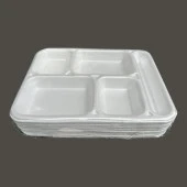Dağyüce Tek Kullanımlık Köpük 5 Bölmeli Tabldot Köpük Tabak - 26.5x35 Cm. - 10 Adetlik 10 Paket - 2