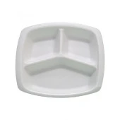 Dağyüce Tek Kullanımlık Köpük 3 Bölmeli Tabldot Köpük Tabak - 23.5x25 Cm. - 10 Adetlik 5 Paket - 4