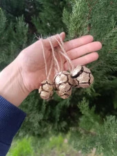 5 Adet İpli Çam Kozalak Yılbaşı Çam Ağaç Süsü Hobi Parti Malzemesi Altın Simli Renk 15868 - 4