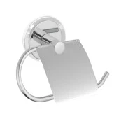 WC Kağıt Standı Yapışkanlı Tuvalet Kağıtlık Aparat Kapaklı Paslanmaz Metal Sağlam Krom thumbnail 4