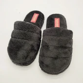 Yatay Dikişli Pofuduk Kadın Terlik Siyah Renk - 11