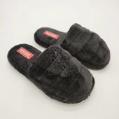 Yatay Dikişli Pofuduk Kadın Terlik Siyah Renk - 9