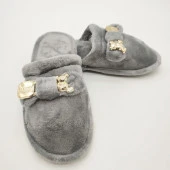 Ayıcık Papyonlu Model Kadın Terlik Gri Renk - 3