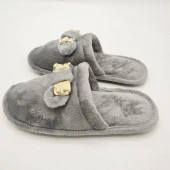 Ayıcık Papyonlu Model Kadın Terlik Gri Renk - 5