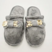 Ayıcık Papyonlu Model Kadın Terlik Gri Renk - 4