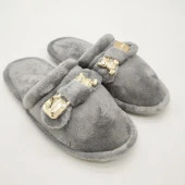 Ayıcık Papyonlu Model Kadın Terlik Gri Renk - 6