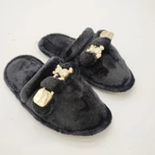 Ayıcık Papyonlu Model Kadın Terlik Siyah Renk - 11