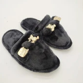 Ayıcık Papyonlu Model Kadın Terlik Siyah Renk - 6