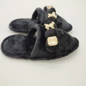 Ayıcık Papyonlu Model Kadın Terlik Siyah Renk - 7