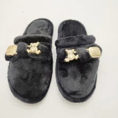 Ayıcık Papyonlu Model Kadın Terlik Siyah Renk - 9