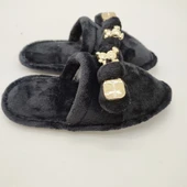 Ayıcık Papyonlu Model Kadın Terlik Siyah Renk - 12