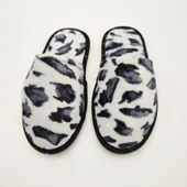 Gri Renk Siyah Desenli Kadın Terlik - 8