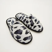 Gri Renk Siyah Desenli Kadın Terlik - 5