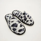 Gri Renk Siyah Desenli Kadın Terlik - 1