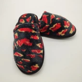 Siyah Renk Kırmızı Desenli Kadın Terlik - 8