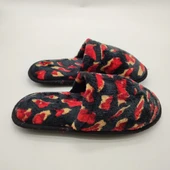 Siyah Renk Kırmızı Desenli Kadın Terlik - 7