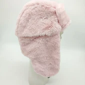Pilot Model Peluş Kumaş Kadın Şapka Pudra Renk - 8