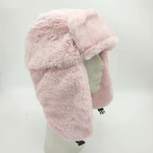 Pilot Model Peluş Kumaş Kadın Şapka Pudra Renk - 9