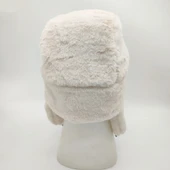 Pilot Model Peluş Kumaş Kadın Şapka Krem Renk thumbnail 9