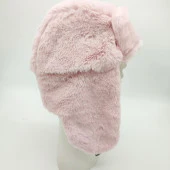 Pilot Model Peluş Kumaş Kadın Şapka Pudra Renk - 3