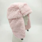 Pilot Model Peluş Kumaş Kadın Şapka Pudra Renk - 4