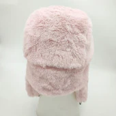 Pilot Model Peluş Kumaş Kadın Şapka Pudra Renk - 5