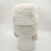 Pilot Model Peluş Kumaş Kadın Şapka Krem Renk thumbnail 4