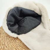 Pilot Model Peluş Kumaş Kadın Şapka Krem Renk thumbnail 5