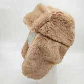 Pilot Model Peluş Kumaş Kadın Şapka Taba Renk - 1