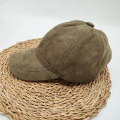 Süet Deri Beyzbol Kep Koyu Haki Renk - 1