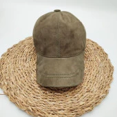 Süet Deri Beyzbol Kep Koyu Haki Renk - 2