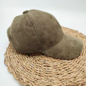 Süet Deri Beyzbol Kep Koyu Haki Renk - 3