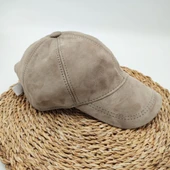 Süet Deri Beyzbol Kep Taş Renk - 7