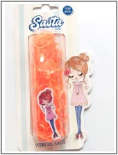 Sasta Lastik Saç Tokası Turuncu Sticker Hediyeli - 1
